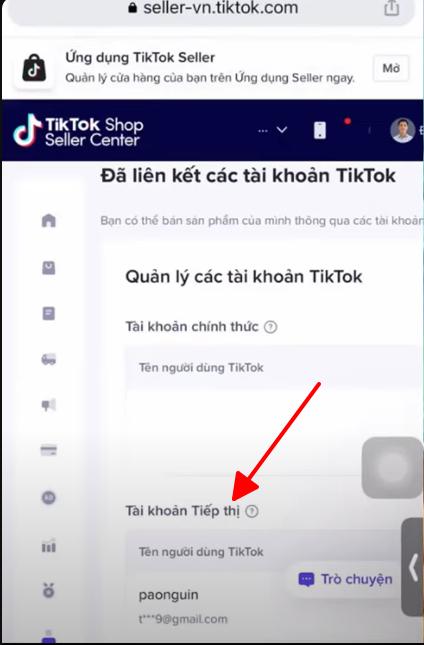 Huỷ liên kết TikTok shop với đối với tài khoản tiếp thị
